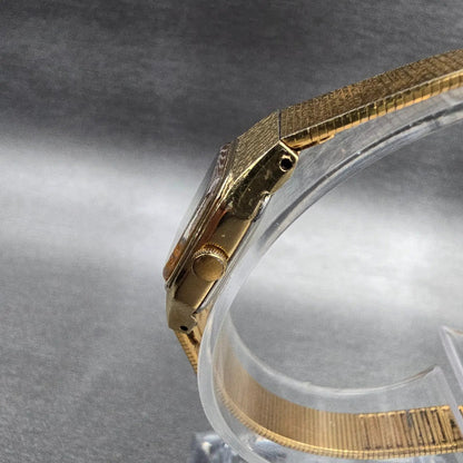 Seiko Watch Women 17mm Brown Dial Gold Tone Rectangle 2C20-5789 New Battery JP542