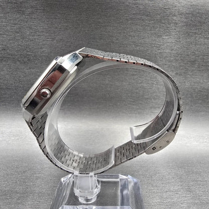 Seiko Watch Men 33mm Silver Dial Silver Tone Date Rectangle 0842-5010 New Batt6