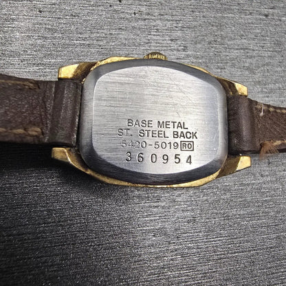 Seiko Watch Women 17mm Brown Dial Gold Tone Rectangle 5420-5019 New Battery VTG10