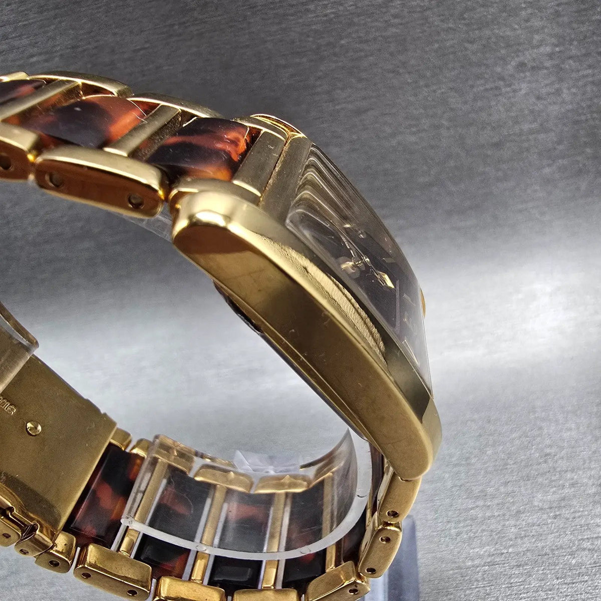 Michael Kors Tortoise Watch Women 29mm Brown Dial Gold Tone Date MK4242 New Batt3