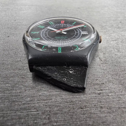 Swatch Ritz Watch Men 34mm Black Dial Black Tone Date Round GA400 New Battery5