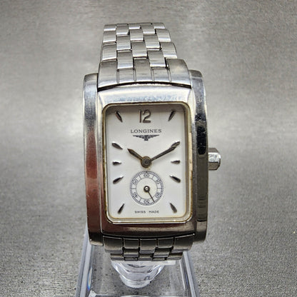 Longines Dolce Vita tank Watch Women 20mm White Dial Steel Rectangle New Batt B10