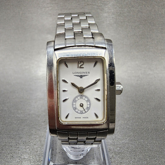 Longines Dolce Vita tank Watch Women 20mm White Dial Steel Rectangle New Batt B10