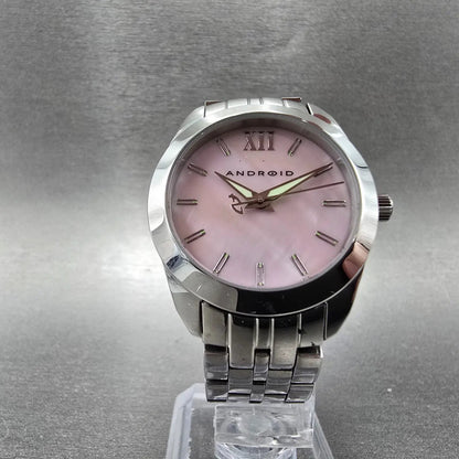Android Watch Women 32mm Pink MOP Dial Steel Round AD771 New Battery5