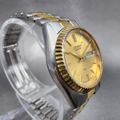 Seiko SQ Watch Women 24mm Gold Dial Two Tone Daydate Round 2A230030 New Battery3