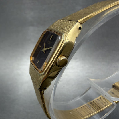 Seiko Watch Women 17mm Brown Dial Gold Tone Rectangle 2C20-5789 New Battery CBA2