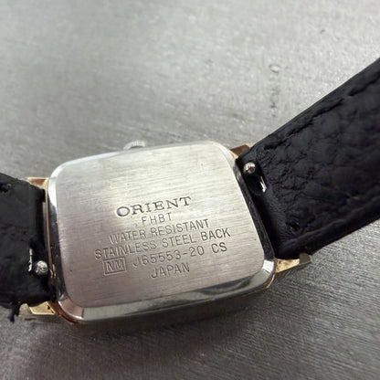 Orient Legacy Tank Watch Women 18mm Gold Dial Gold Tone Rectangle New Battery9