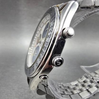 Seiko Chronograph Watch Men 40mm White Dial Two Tone Alarm Date 7T42-7A40 PARTS3