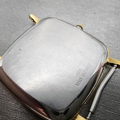 Longines Tank Watch Men 30mm Gold Dial Gold Tone Rectangle 978 READ!!!! New Batt7