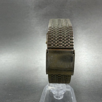 Seiko Tank Watch Men 26mm Champagne Dial Gold Tone Rectangle 6530-5500 New Batt7