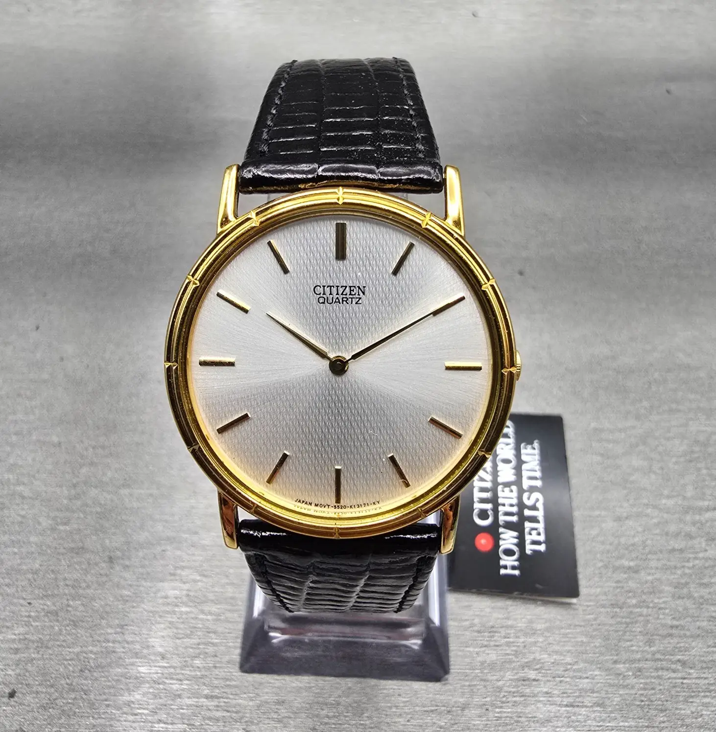 Citizen Watch Men 33mm Silver Dial Gold Tone Round 5520-K03828 New Battery NOS0