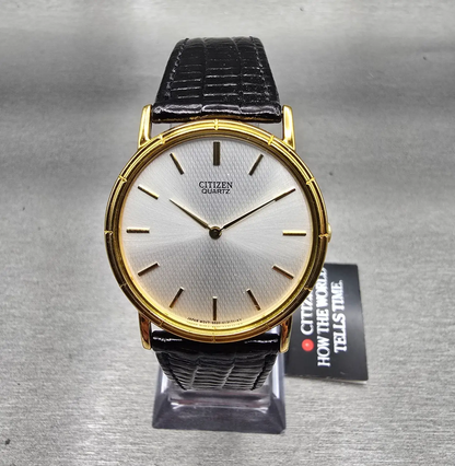 Citizen Watch Men 33mm Silver Dial Gold Tone Round 5520-K03828 New Battery NOS0