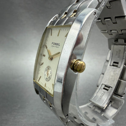 Fossil Arkitekt Tank Watch Women 25mm White Dial Steel Rectangle FS-2841 NewBatt2