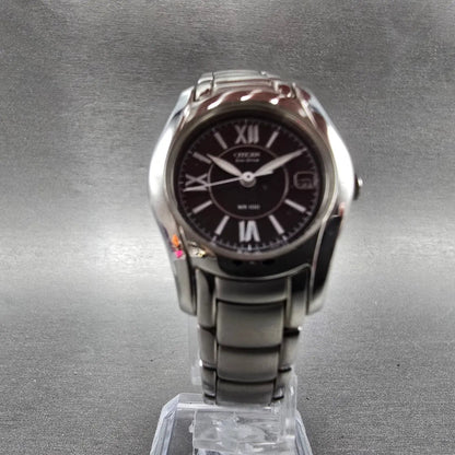 Citizen Watch Women 25mm Black Dial Silver Tone Date Round E011-S015502 Runs BG5
