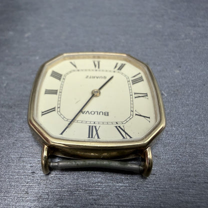 Bulova Watch Men 31mm Champagne Dial Gold Tone Octagon P0 Swiss PARTS5