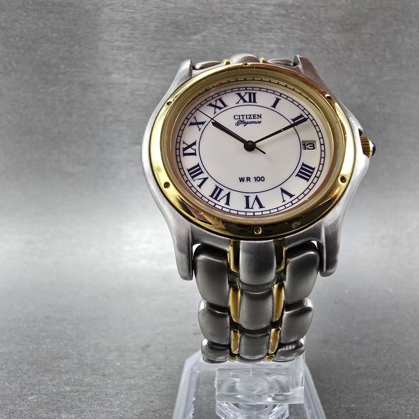 Citizen Elegance Watch Men 34mm White Dial Two Tone Date 4713-S41878 New Battery6