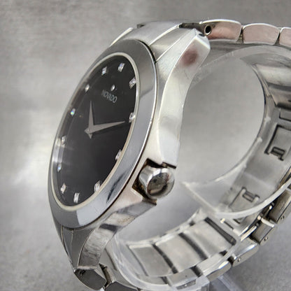 Movado Faceto Watch Men 39mm Black Dial Silver Tone 84.g2.1855 New Battery2