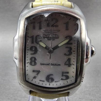 Invicta Lupah Watch 29mm MOP Dial Silver Tone Rectangle 5168 New Battery HUK1