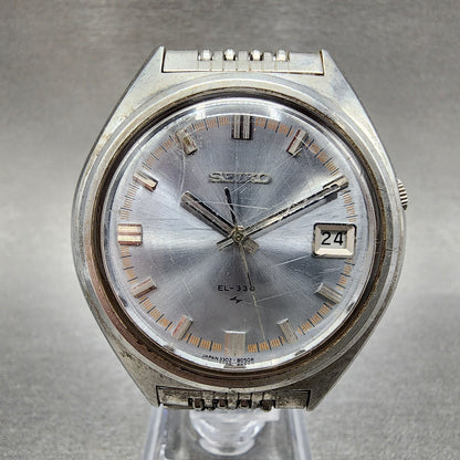 Seiko EL-330 Watch Men 39mm Blue Dial Silver Tone Date Round 3302-8070 PARTS