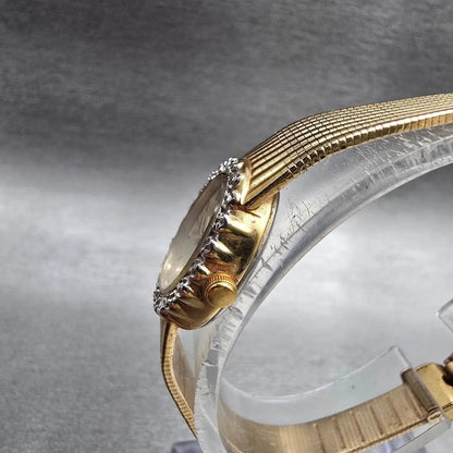Citizen CQ Watch Women 17mm Champagne Dial Gold Tone Gemmed 3220 New Battery JP22