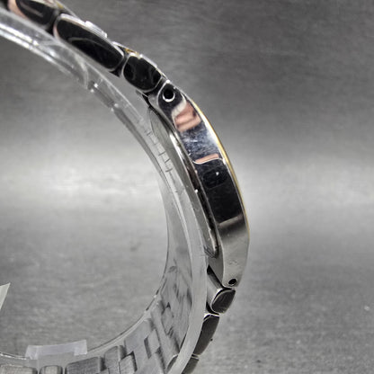 Movado Juro Watch Women 24mm Black Dial Two Tone Round 81 E4 1844 New Battery SD3
