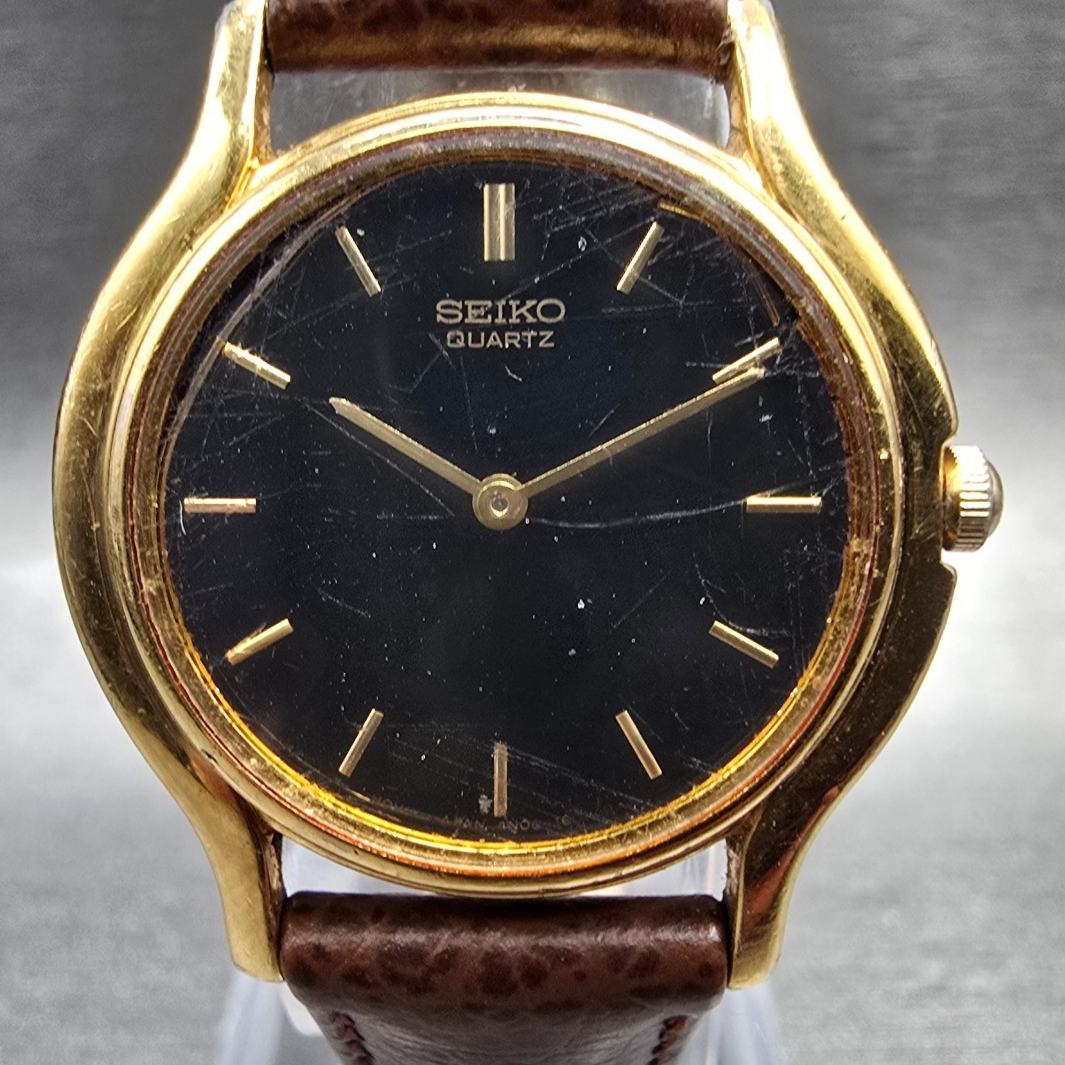 Seiko Watch Women 25mm Black Dial Gold Tone Round 4N00-0431 New Battery Vintage1