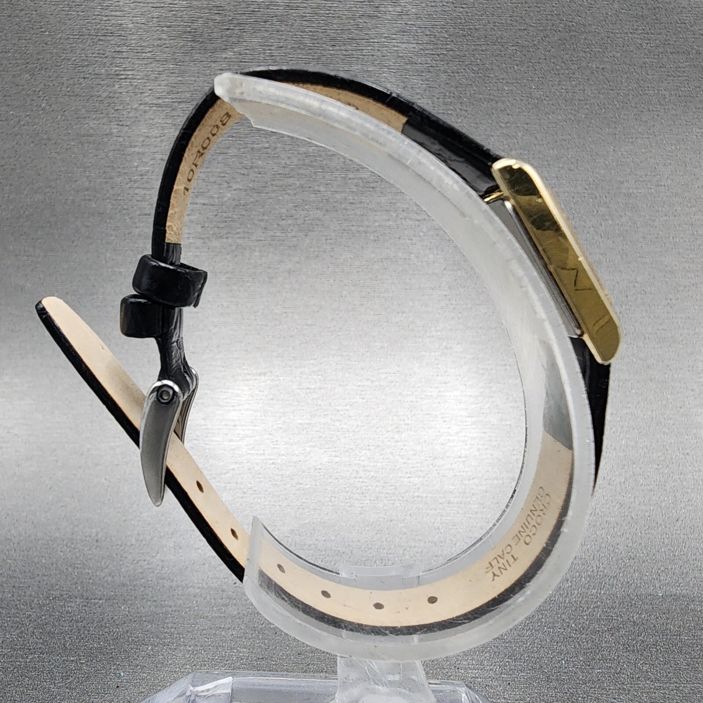 Seiko Tank Watch Women 14mm Black Dial Gold Tone Rectangle 1F205A69 New Battery7