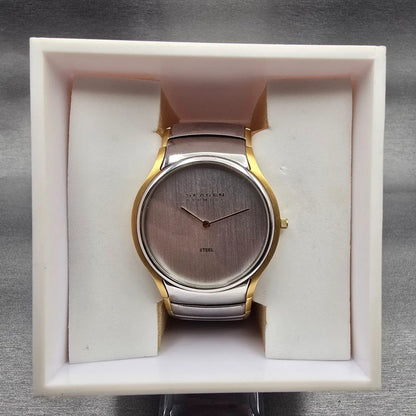 Skagen Denmark Watch Men 38mm Silver Dial Two Tone Round 256GLX New Battery0
