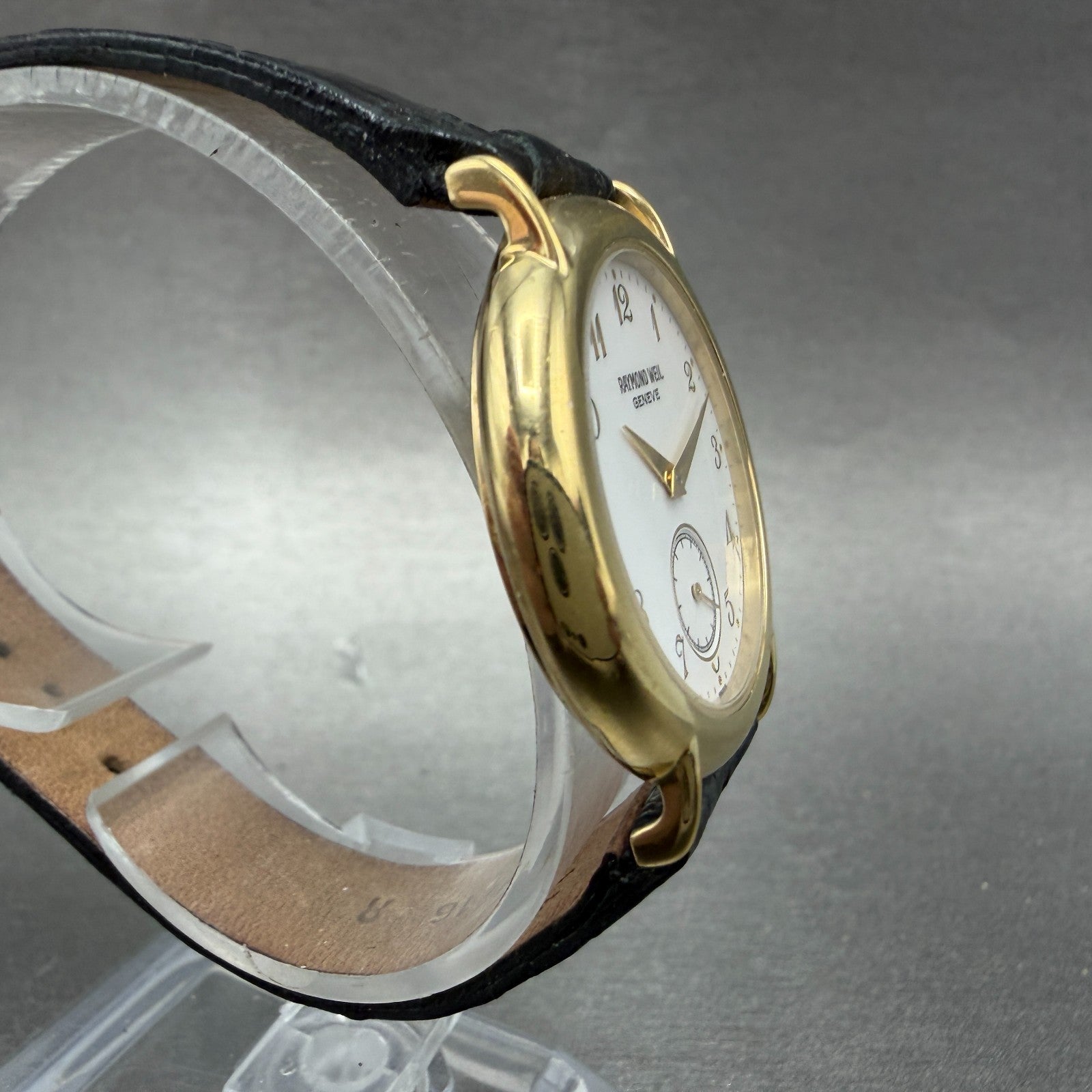 Raymond Weil Watch Unisex 32mm White Dial Gold Plated Small Seconds 9808 New Bat3