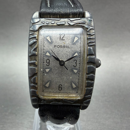 Fossil Tank Watch Unisex 24mm Gray Dial Silver Tone Rectangle ET7828 New Battery1