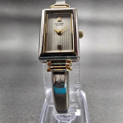Citizen Watch Women 15mm Champagne Dial Two Tone Rectangle 5421-K15044 New Batt5