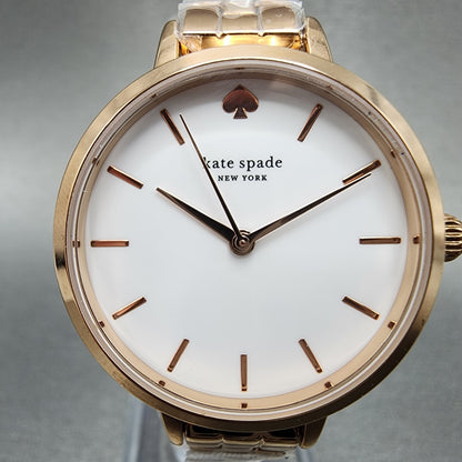 Kate Spade Metro Watch Women 30mm White Dial Rose Gold Tone Round New Battery1