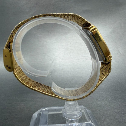 Elgin Watch Men 26mm Gold Dial Gold Tone Rectangle FK282 New Battery VTG8