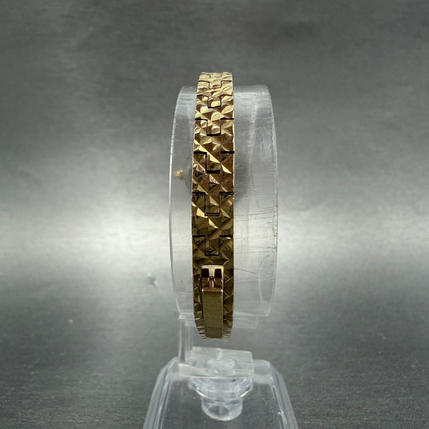 Jules Jurgenson Watch Women 18mm Champagne Dial Gold Tone Gem Stones New Battery7