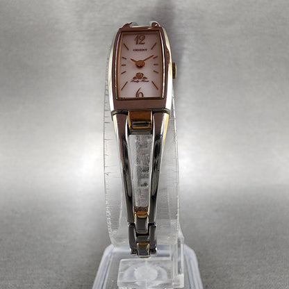 Orient Lady Rose Watch Women 13mm MOP Dial Two Tone Rectangle New Battery5