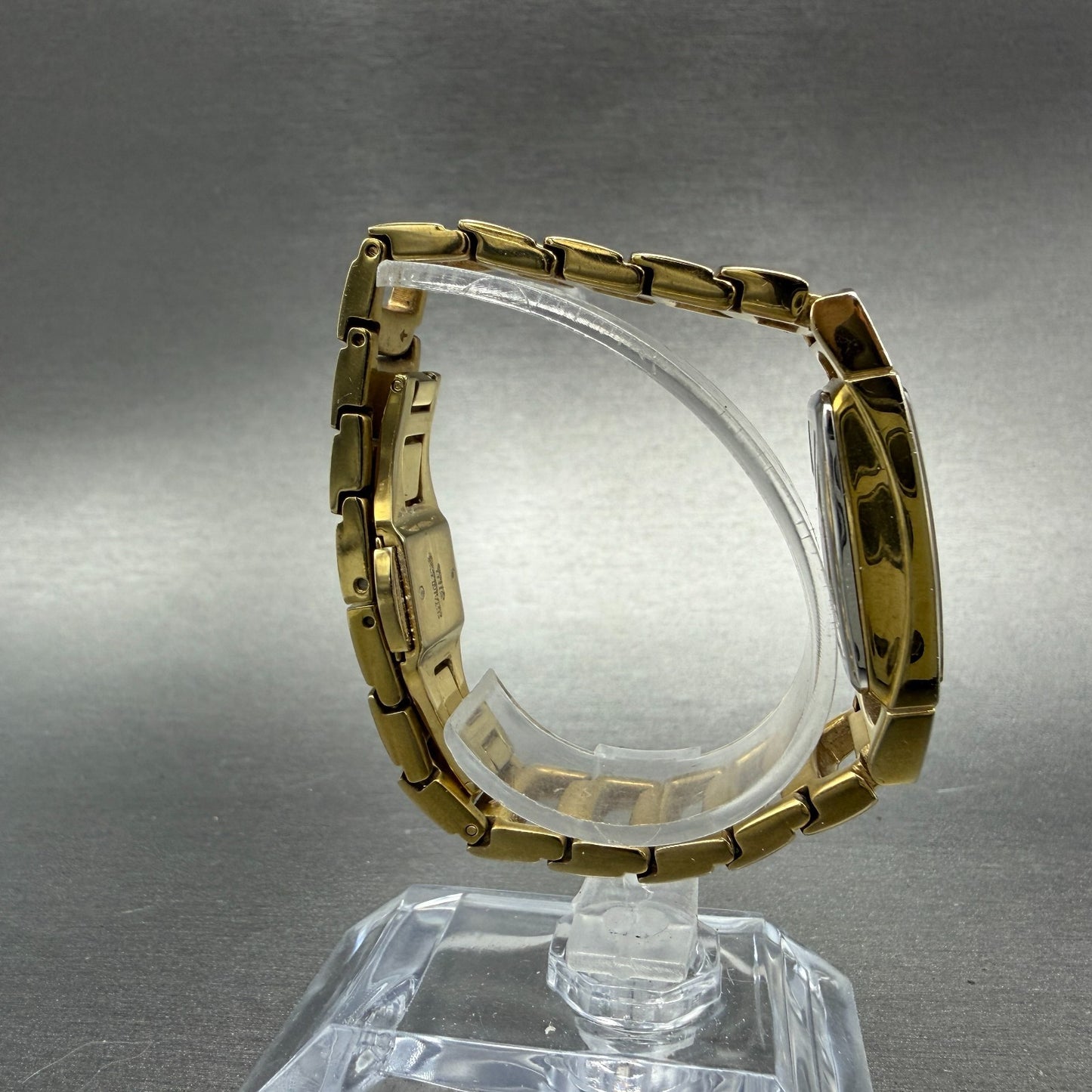 Skagen Tank Watch Women 21mm MOP Dial Gold Tone Diamond Bezel New Battery8