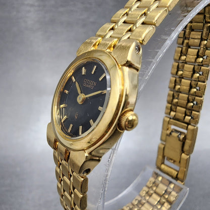 Citizen CQ Watch Women 20mm Black Dial Gold Tone Round 3220K02791 New Battery2