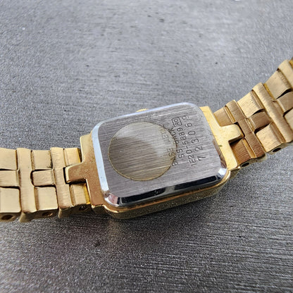 Seiko Tank Watch Women 13mm Gold Tone Rectangle 1e205689 New Battery9