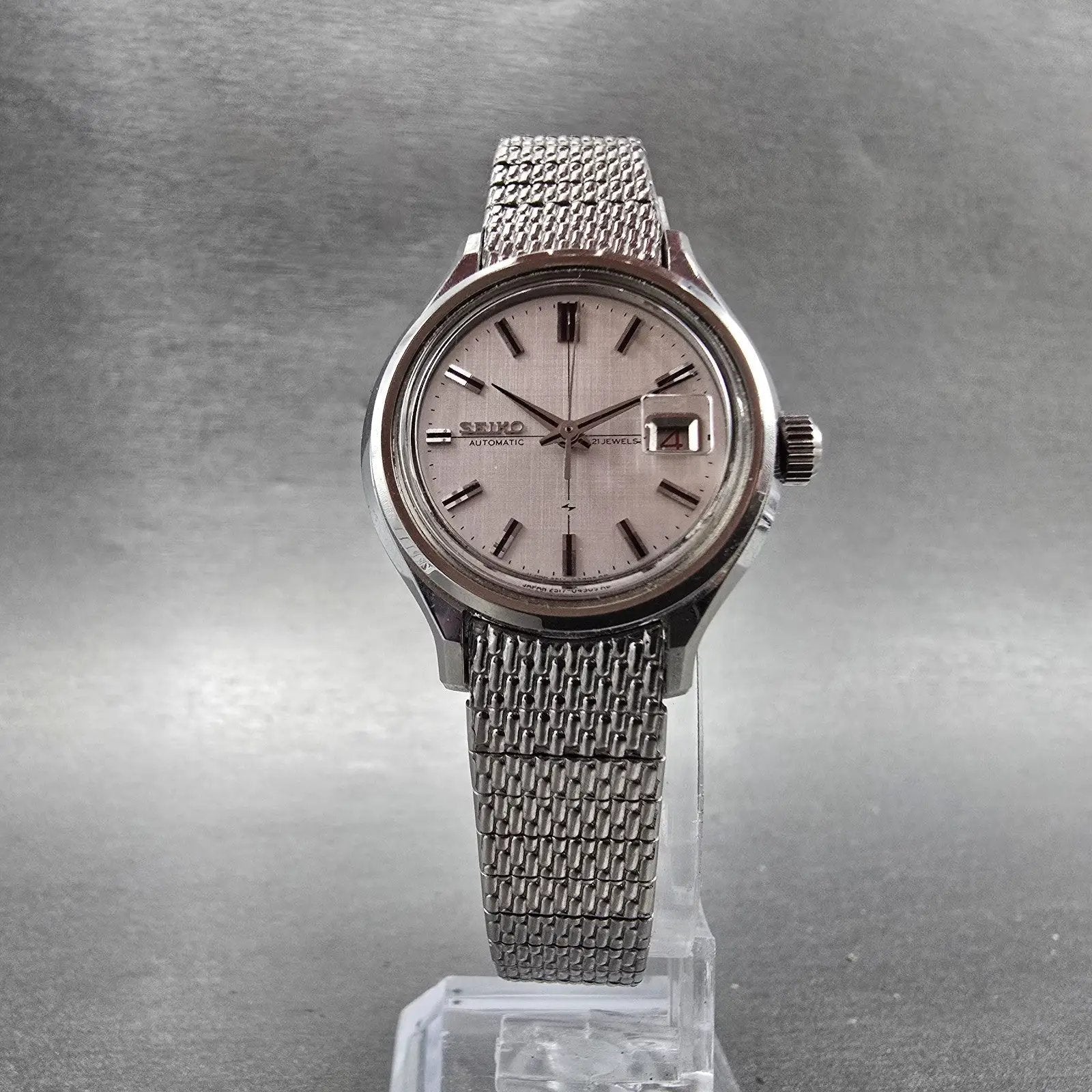 Seiko Automatic Watch Women 27mm Silver dial Silver Tone Date 2517-0460 Runs5