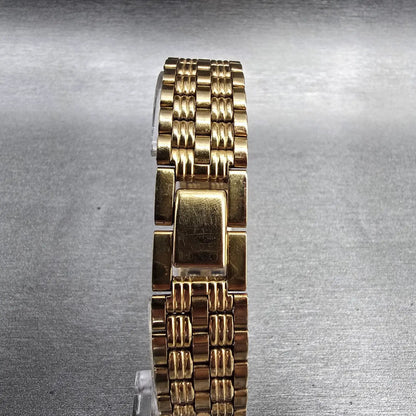 Bulova Watch Women 14mm Gold Dial Gold Tone Rectangle 97P13 New Battery JP237