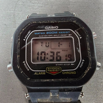 Casio G-Shock DW-5300 Watch Men 42mm Black Alarm Chronograph New Battery VTG1