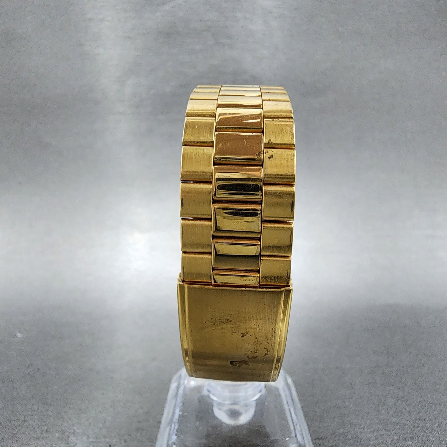 Seiko Tank Watch Men 25mm Gray Dial Gold Tone Rectangle 5p315a80 New Battery7