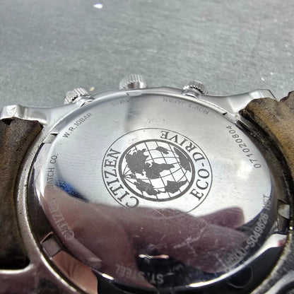 Citizen Eco-Drive Chronograph Watch Men 42mm Brown Dial Steel H500-S049628 Runs9