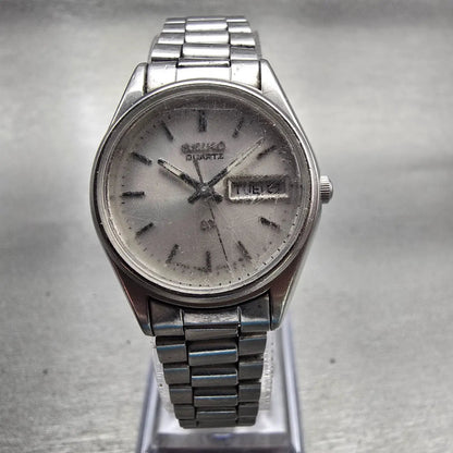 Seiko SQ Watch Women 24mm Silver Dial Silver Tone Daydate 3423-0099 New Battery0