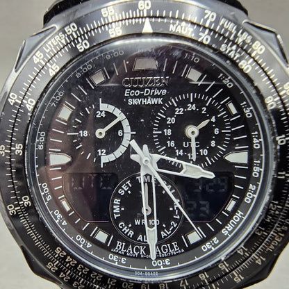 Citizen Eco-Drive Skyhawk Watch Men 43mm Black Alarm Chronograph Runs JR3155-54E1