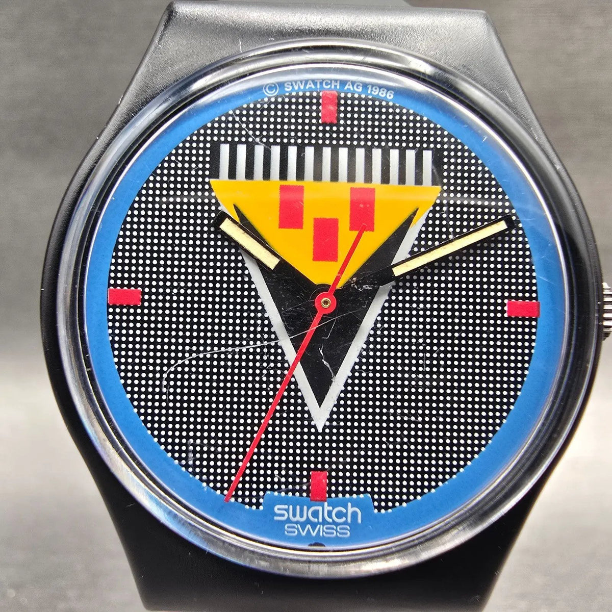 Swatch Lancelot Watch Men 34mm Black Dial Black Tone Round GB110 New Battery LPT1