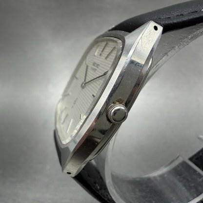 Seiko Watch Men 33mm Silver Dial Silver Tone Rectangle 4130-5320 New Battery2