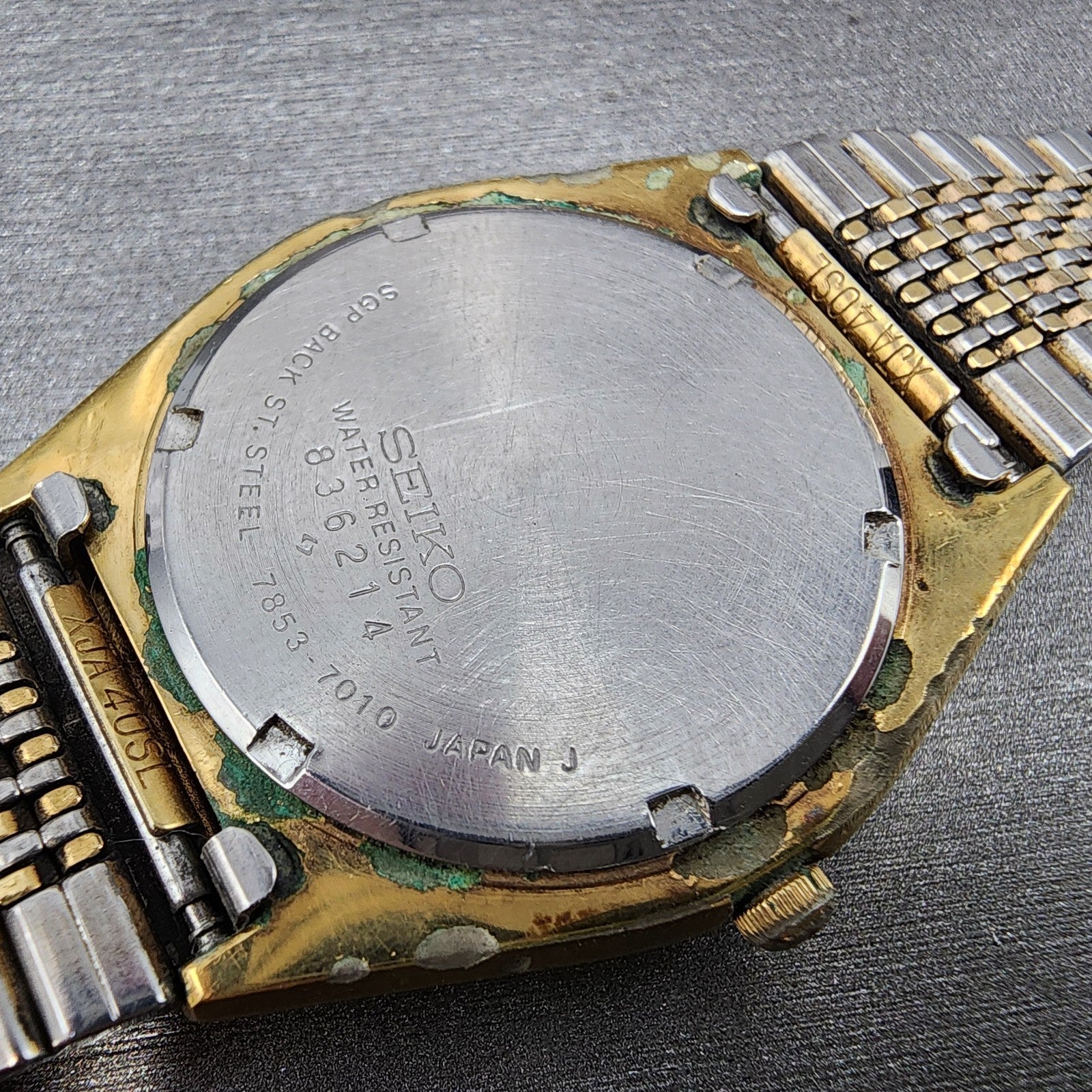 Seiko Lord quartz Watch Men 34mm Cream Dial Gold Tone Daydate 78537010 PARTS10