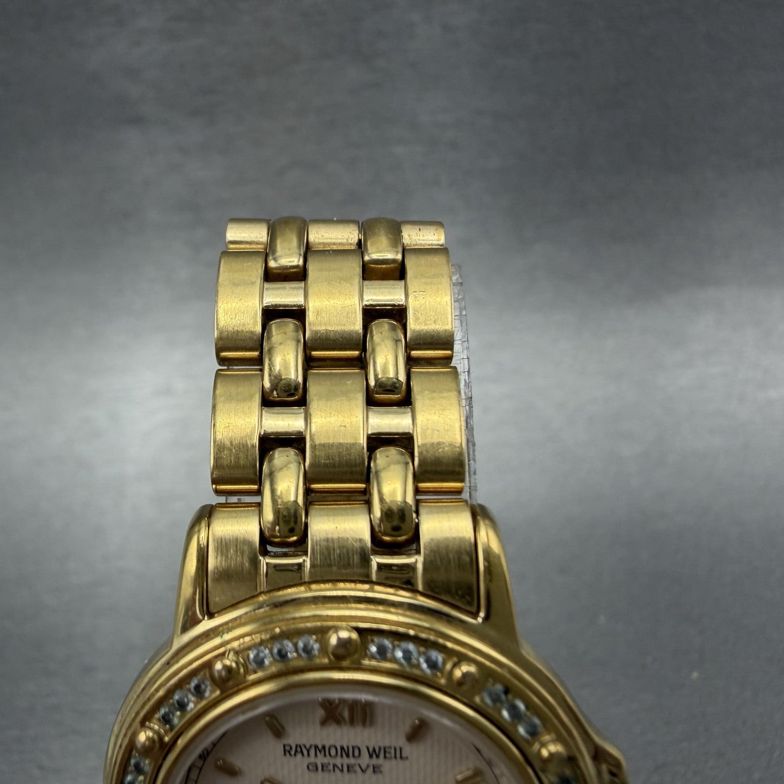 Raymond Weil Tango Watch Women 28mm Cream Dial Gold Plated Date New Battery 53604