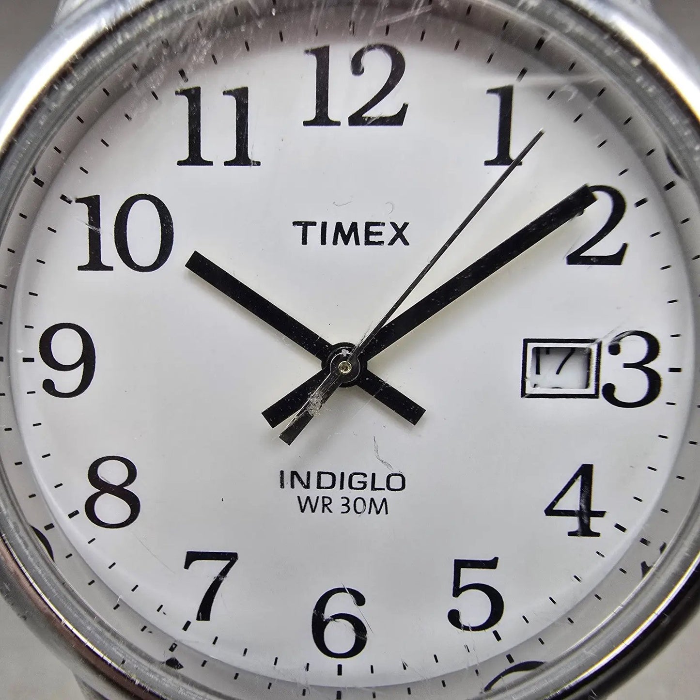Timex Easy Reader Watch Men 35mm White Dial Silver Tone Round Date New Battery1